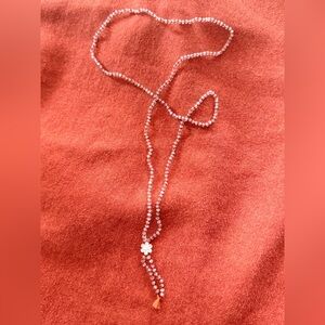 Elegant Pink Beaded Necklace with Flower Pendant